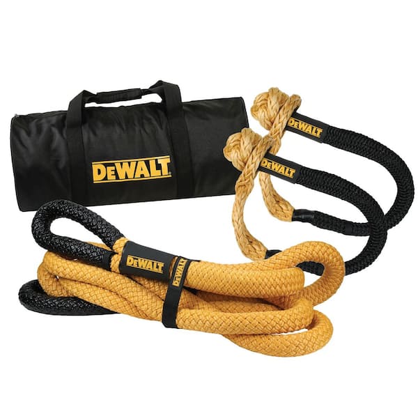 2 in. x 30 ft. DEWALT Kinetic Recovery Rope Kit 131,000 lbs Break Strength with 2 Heavy Duty Soft Shackles