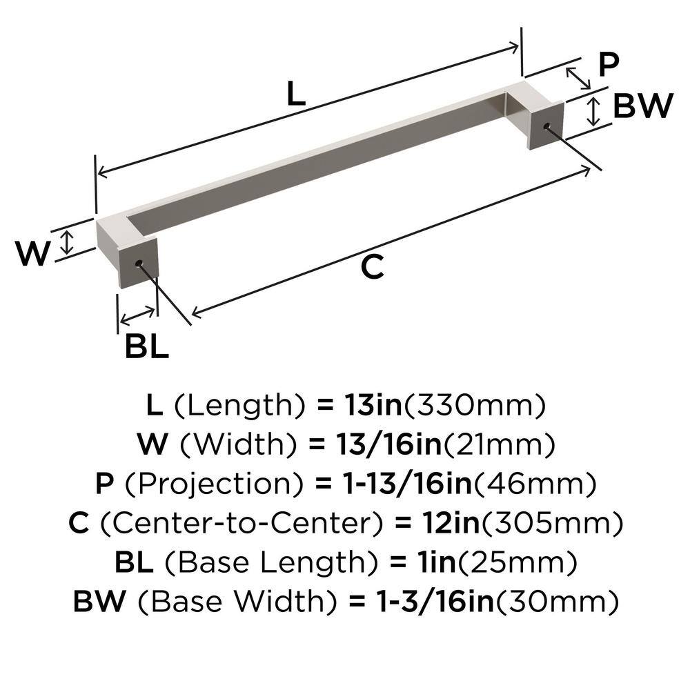 Satin Nickel 12-inch Modern Appliance Pull with Mounting Hardware