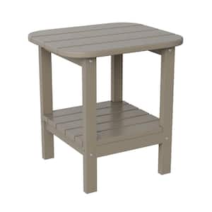 Brown Rectangle Faux Wood Resin Outdoor Side Table