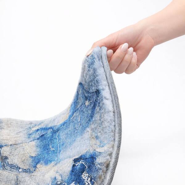 Dream Shag Premium Machine Washable Abstract ADS526 Navy 9 ft. x 12 ft. Area Rug