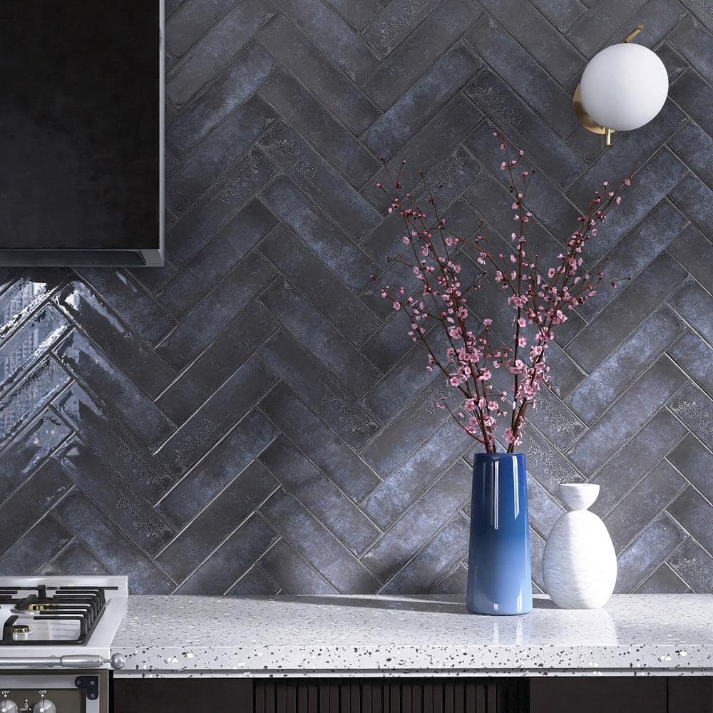 Azul Blue 3" x 12" Glossy Ceramic Subway Wall Tile