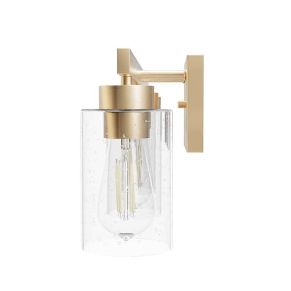 Hunter - Hartland 13 in. 3-Light Alturas Gold Vanity Light with Clear Seeded Glass Shades