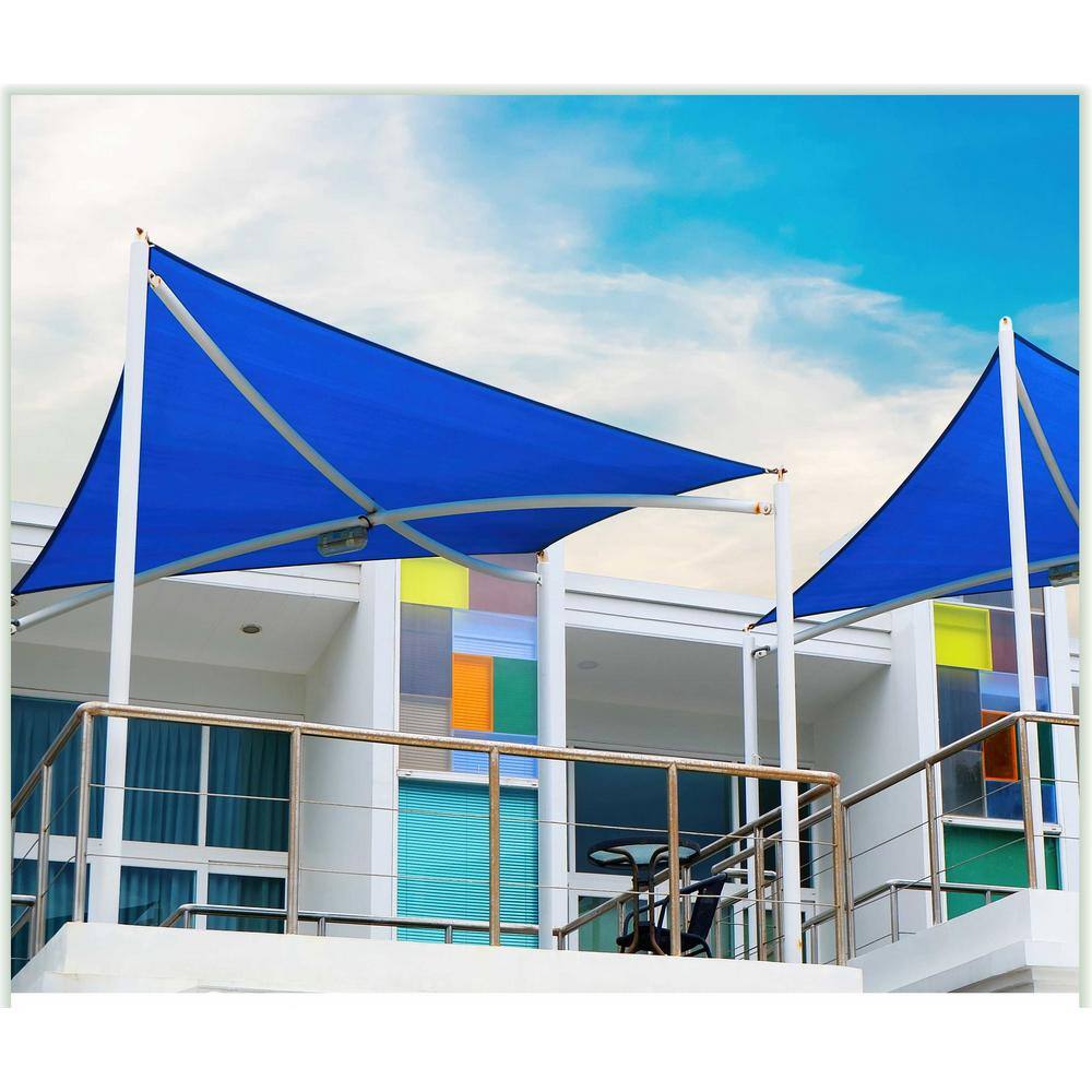 12 ft x 12 ft Blue Square Sun Shade Sail with Stainless Steel Hardware Kit