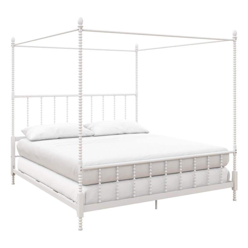 White metal canopy bed frame hotsell