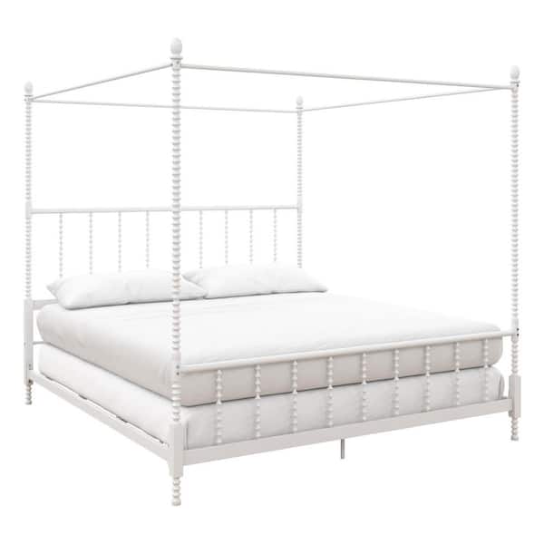 Dhp Emerson White Metal Canopy King, King Size Black Iron Canopy Bed