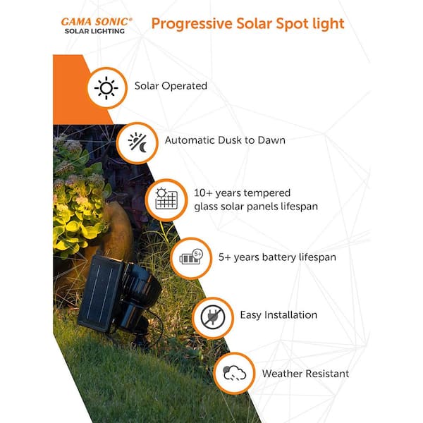 Progressive Solar Powered Integrated LED Bright-White LED Accent Spotlight