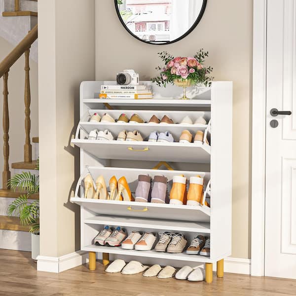 BYBLIGHT 70.86 in. H x 25.6 in. W Gray 30-Pairs Tall Shoe Storage Cabinet,  10-Tier Shoe Rack for Entryway BB-XK0416GX - The Home Depot