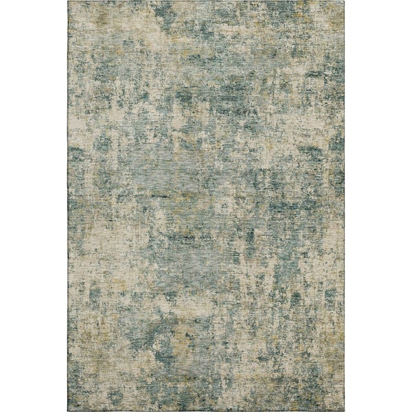Mayfield Premium Machine Washable Abstract AMF2061 Aloe 5 ft. x 7 ft. 6 in. Area Rug