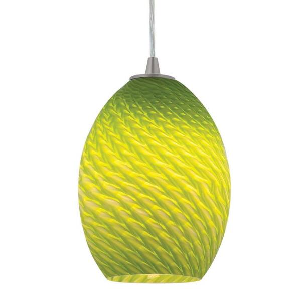 Access Lighting 1-Light Pendant Brushed Steel Finish -Light Green GlassFB -DISCONTINUED