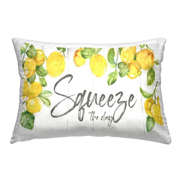Stupell Industries Squeeze The Day Citrus Yellow Print Polyester 14 in. x 20 in. Throw Pillow