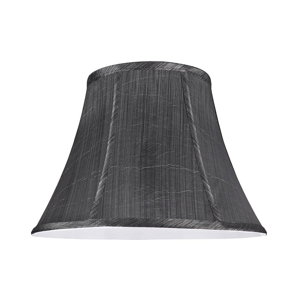 Gray and Black Synthetic Fabric Bell Lamp Shade, 13" Wide