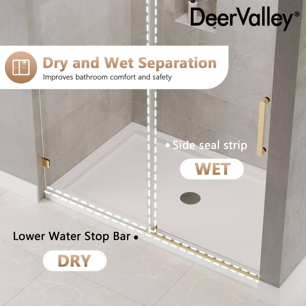 Concord 60" Gold Frameless Sliding Shower Door with Tempered Glass