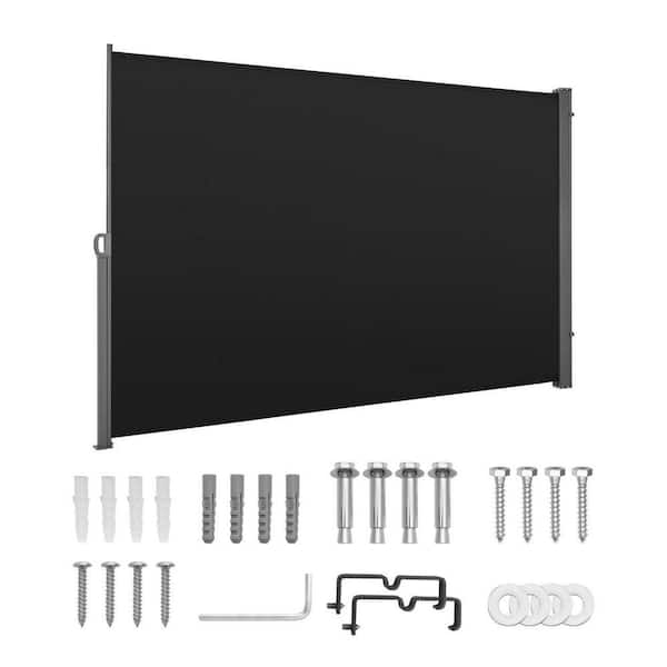 Retractable Side Awning, Water-Resistant, 71 in. x 118 in. Outdoor Privacy Screen Durable 180 g/sq. m. Polyester Fabric