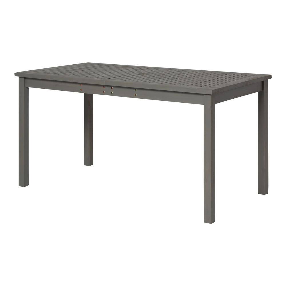 Gray Wash Acacia Wood Outdoor Dining Table with Slatted Surface