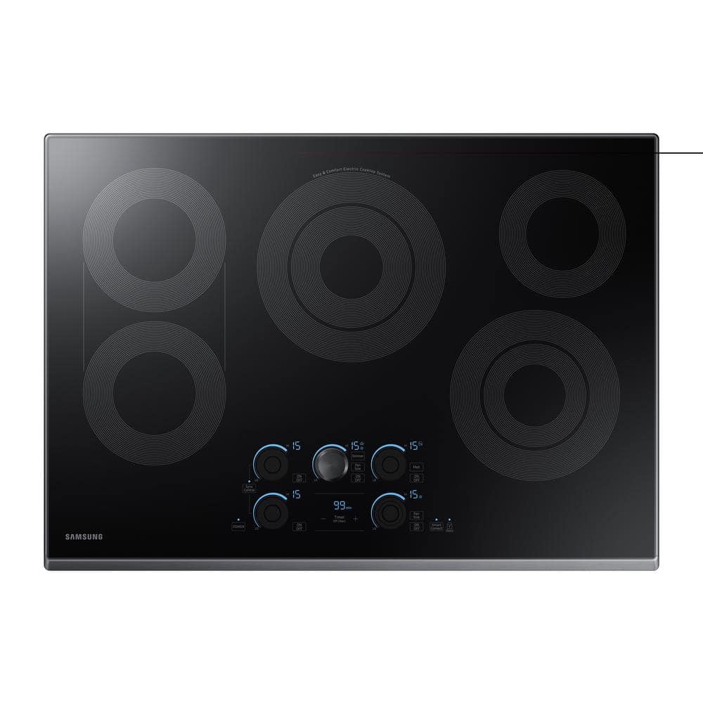 Samsung 30 in. Radiant Electric Cooktop in Fingerprint Resistant Black Stainless with 5 Elements, Rapid Boil and Wi-Fi, Fingerprint Resistant Black Stainless Steel