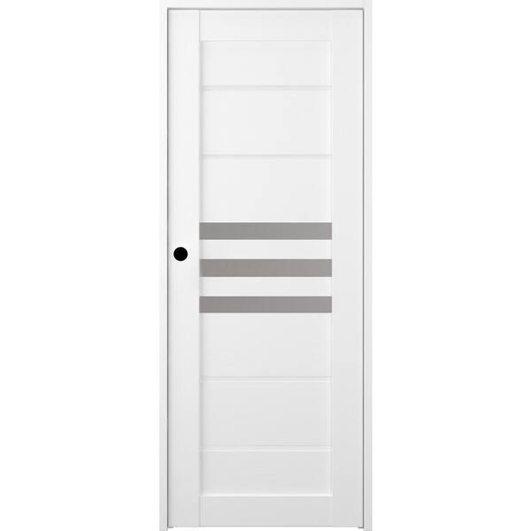 Belldinni Dome 18 in. x 83,25 in. Right-Hand Frosted Glass Bianco Noble Solid Core Wood Composite Single Prehung Interior Door