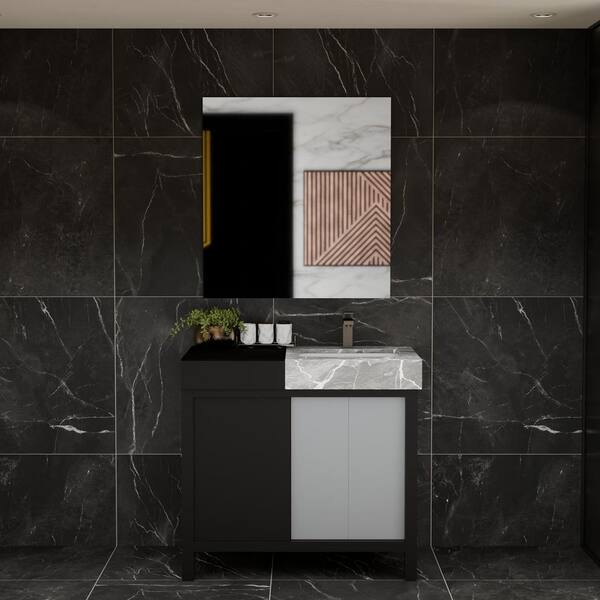 Lexora Zilara 36 in W x 22 in D Black and Grey Bath Vanity, Castle
