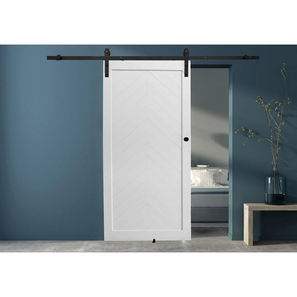 Millbrooke 36" x 84" White PVC Chevron Barn Door Kit