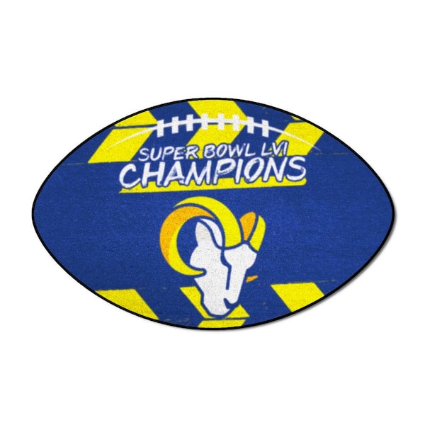 FANMATS Los Angeles Rams Blue Super Bowl LVI 1 ft. 8.5 in. x 2 ft. 8.5 in. Football Mat Area Rug