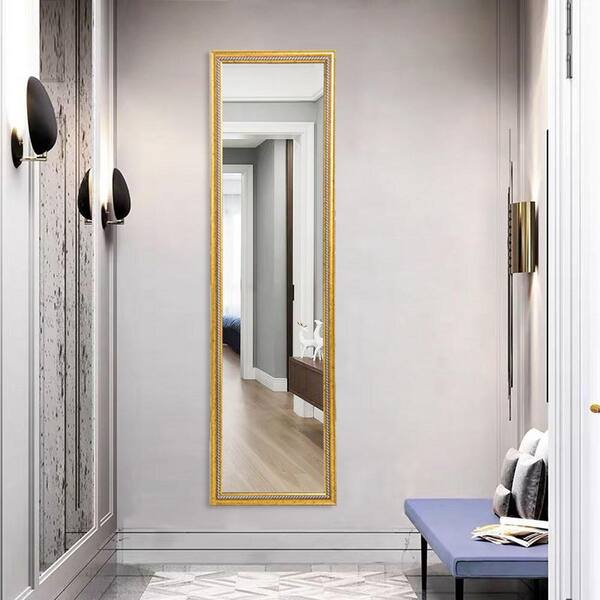 GOSALMON 14 in. W x 50 in. H Rectangle Polystyrene Frame Gold Mirror
