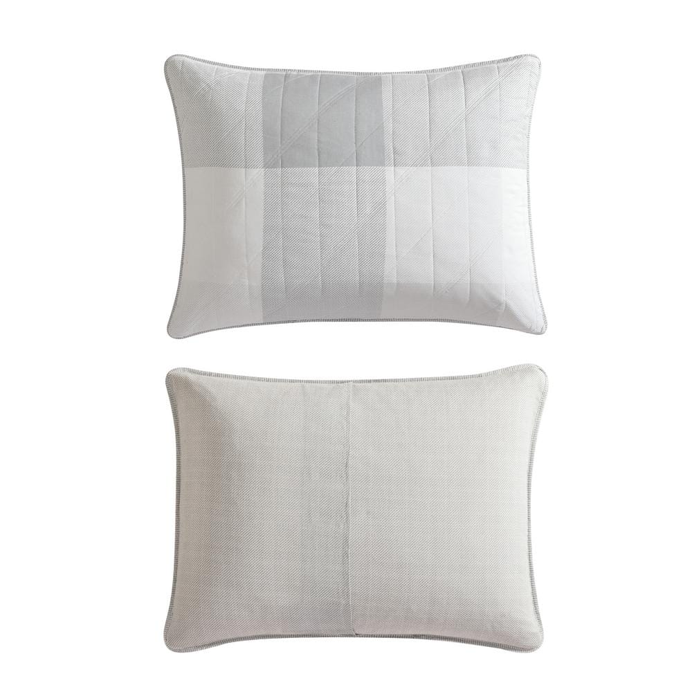 Gray Twin Cotton Reversible Quilt Set with Sham