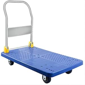 1320 lbs. Weight Capacity Platform Truck with and 360 -Degree Swivel Wheels, Foldable Push Hand Cart in Blue