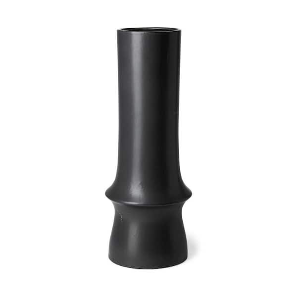 17 in. Black Ceramic Cylinder Decorative Vase