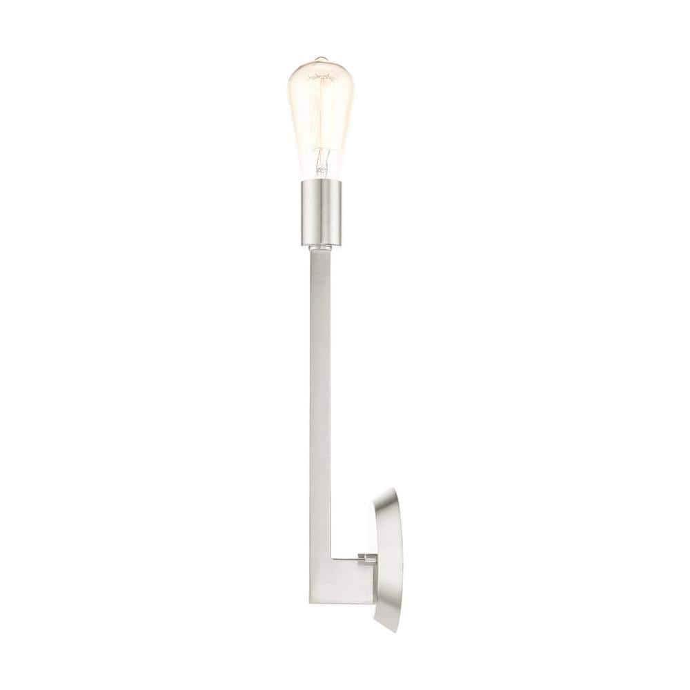 Prague Brushed Nickel 16" Contemporary Crystal Rod Sconce