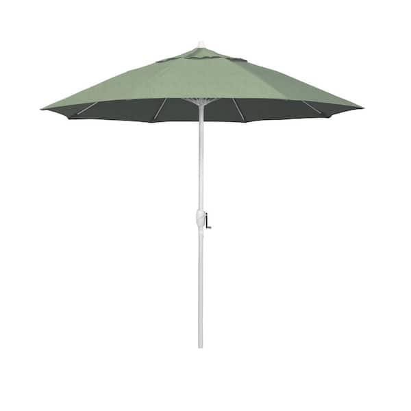 California Umbrella 7.5 ft. Matted White Aluminum Market Patio Umbrella Fiberglass Ribs and Auto Tilt in Spa Pacifica