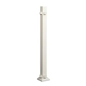 Al13 Home Rail 6.1 in. H x 6.1 in. W Matte White Aluminum Corner Post with Base Cover and Brackets Stair Railing Kit