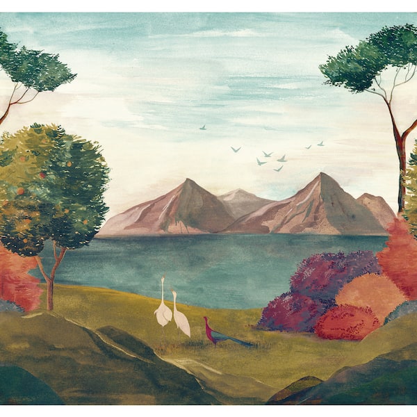 Multicolor Oriental Landscape Print Non Woven Non-Pasted Textured Wallpaper 102 sq. ft.