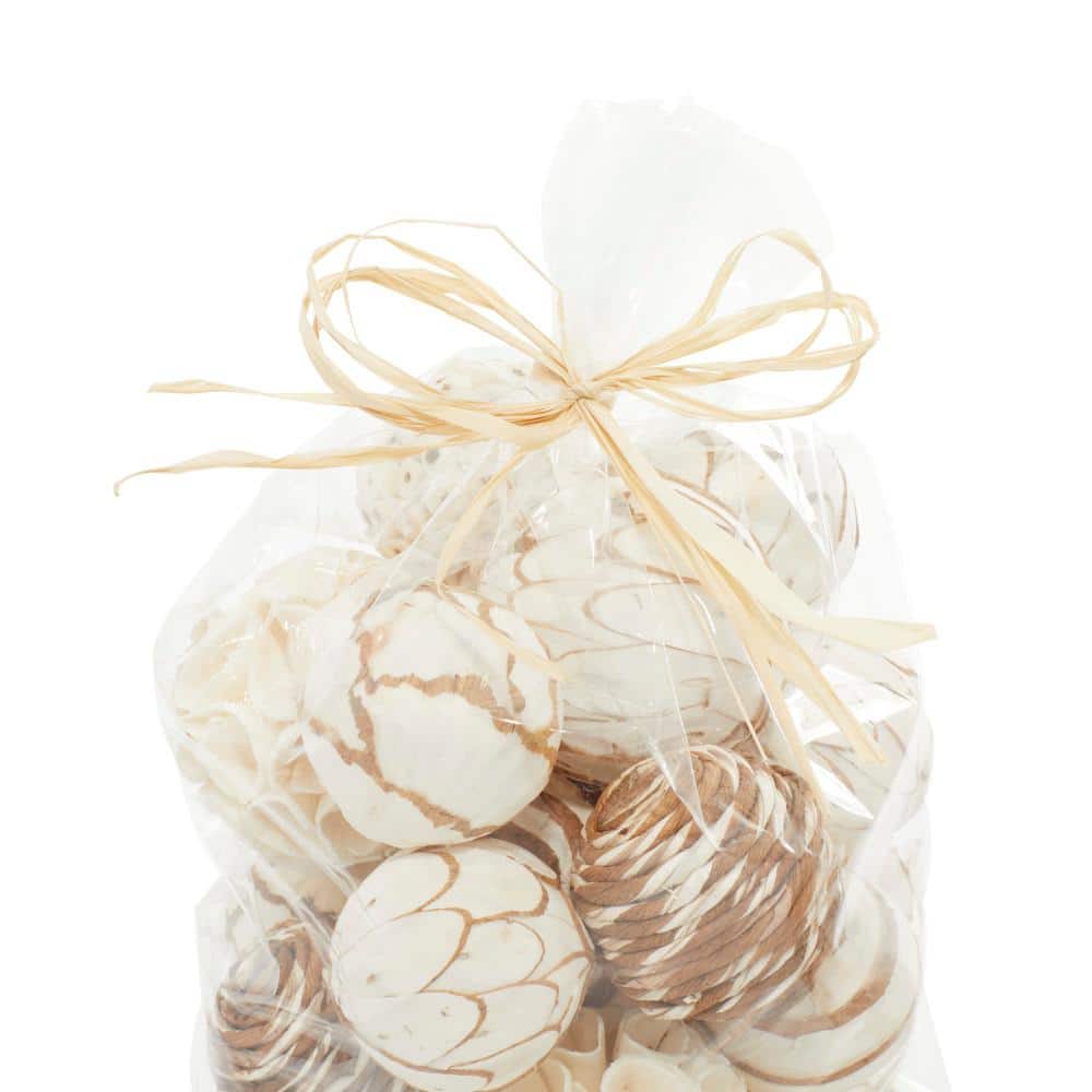 Brown and White Handmade Dried Plant Orbs Vase Filler Set