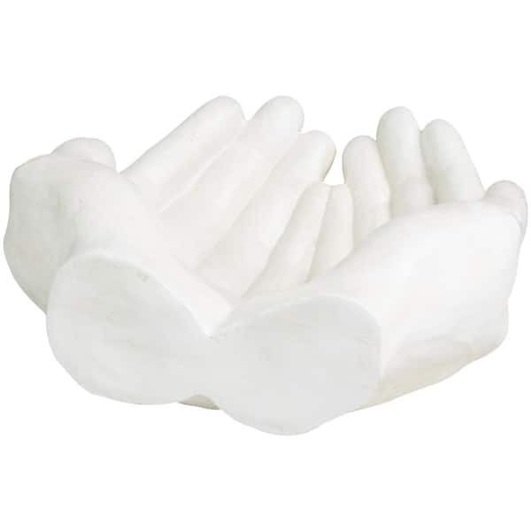 Litton Lane White Polystone Open Hands Sculpture 044054 - The Home Depot