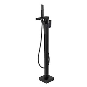 Single-Handle Roman Claw Foot Freestanding Tub Faucet Bathtub Filler with Hand Shower in. Matte Black