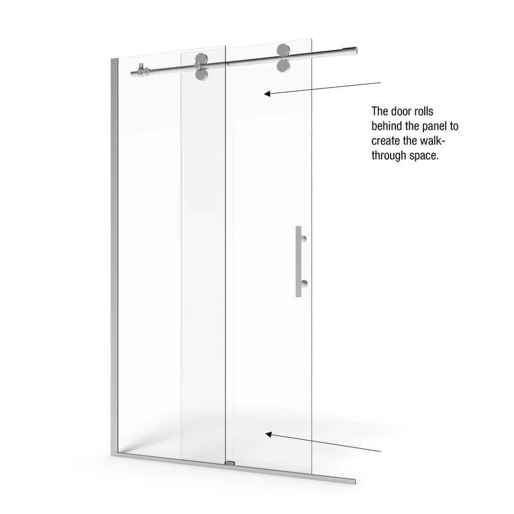 Vinesse Lux 59" x 76" Clear Glass Chrome Sliding Shower Door