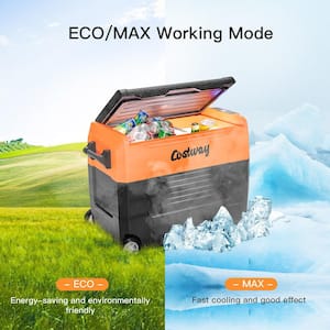 58 Quarts Car Refrigerator Portable RV Freezer Dual Zone Cooler Orange