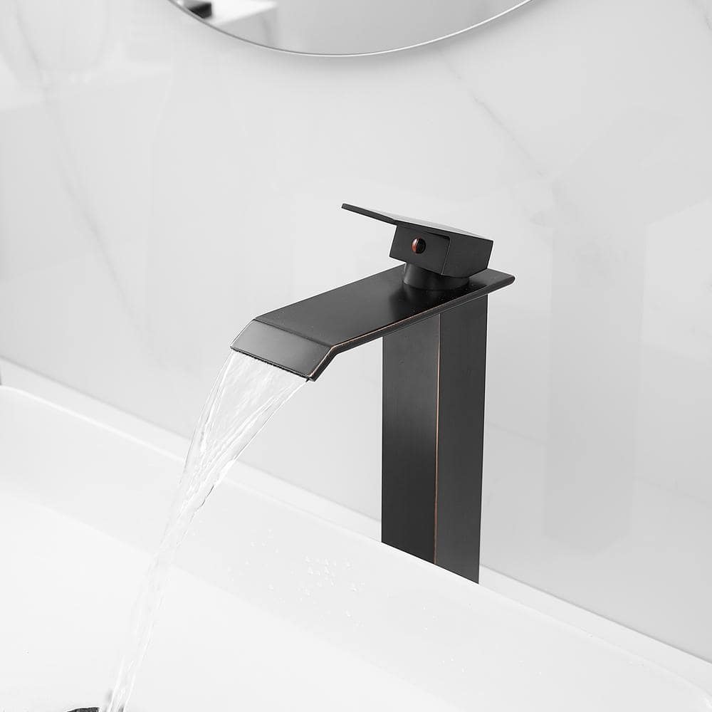 Oil-Rubbed Bronze Tall Vessel Sink Faucet with Drain Assembly