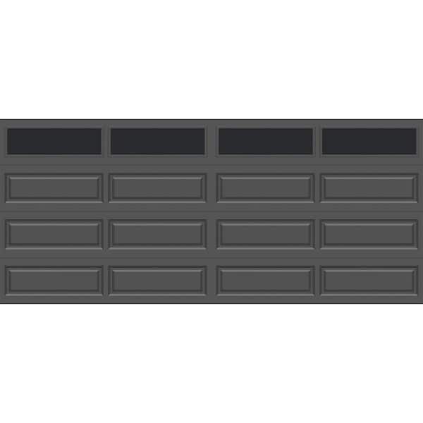 Clopay Classic Steel Long Panel 16 ft. x 7 ft. Insulated 18.4 R-Value Charcoal Garage Door with windows