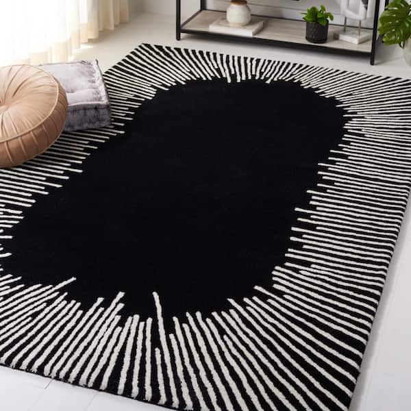 Fifth Avenue Black/Ivory 8 ft. x 10 ft. Border Geometric Area Rug