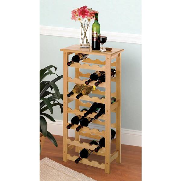 WINSOME WOOD Napa 28 Bottle Natural Floor Wine Rack 83028 The