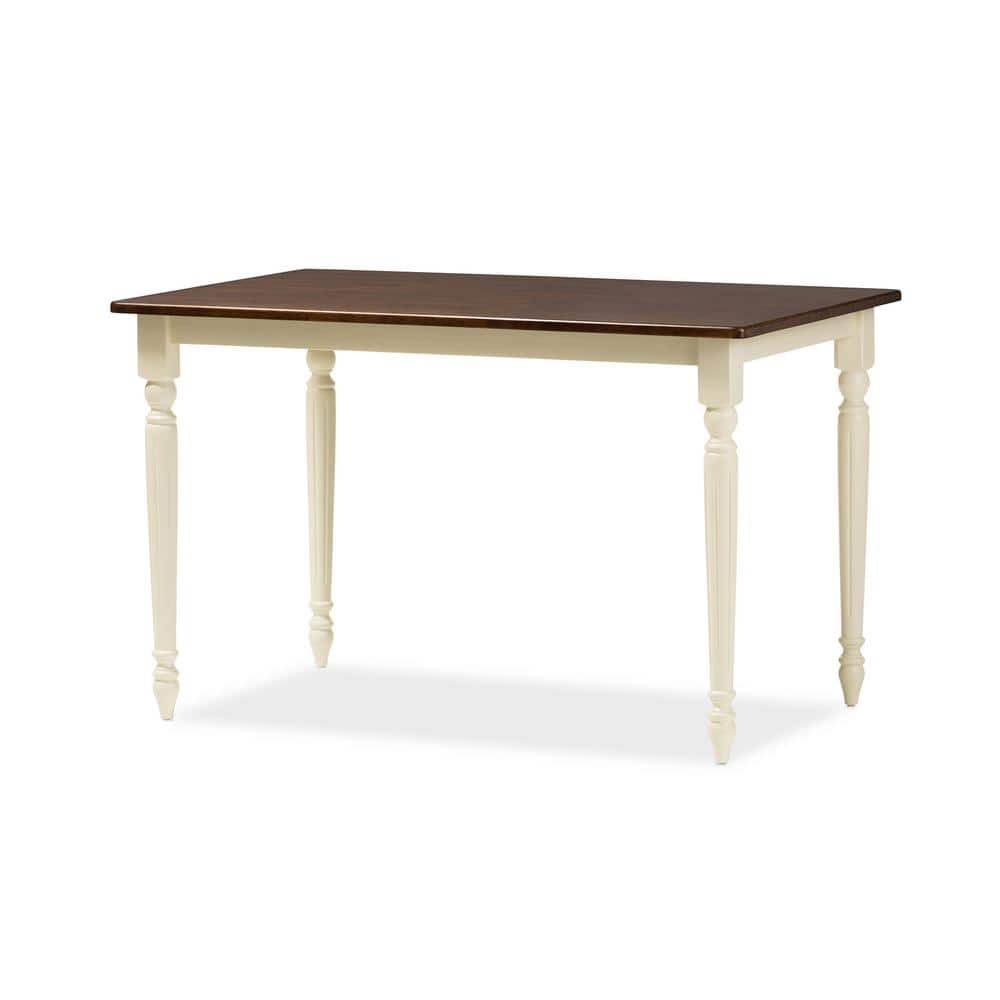 46.8" Cherry Brown and Cream Wood Dining Table