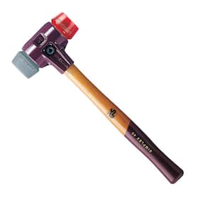Simplex 12oz. Mallet with Cast Iron Housing Acacia Hard Wood Handle Red Plastic Face and Gray Rubber Face