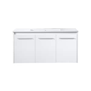 Simply Living 40 in. W x 18.31 in. D x 19.69 in. H Bath Vanity in White with White Resin Top