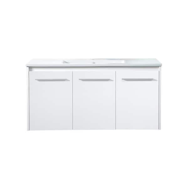 Unbranded Simply Living 40 in. W x 18.31 in. D x 19.69 in. H Bath Vanity in White with White Resin Top