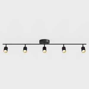 Shura 5-Light Black Integrated LED Track Light with Rotatable Heads, 4 ft. Fixed Track Lighting Kit, 3000k, 2450 Lumens