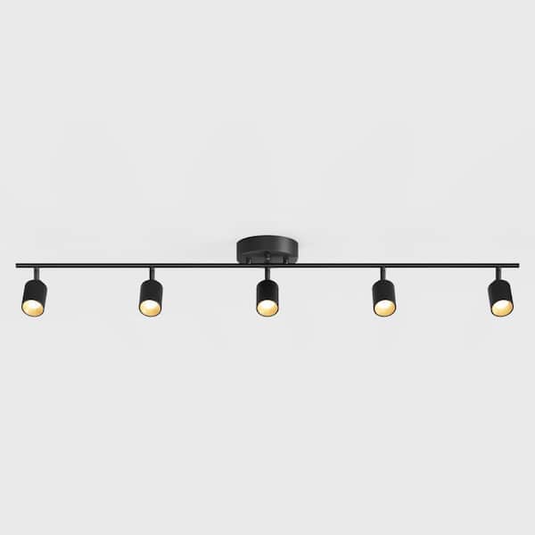 Shura 5-Light Black Integrated LED Track Light with Rotatable Heads, 4 ft. Fixed Track Lighting Kit, 3000k, 2450 Lumens