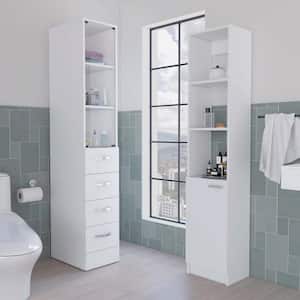 13.03 in. W x 10.4 in. D x 63.8 in. H White Leben Linen Cabinet, 2-Piece Bathroom Set