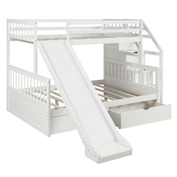 White Twin Over Full Bunk Bed With, Replacement Slide For Bunk Bed