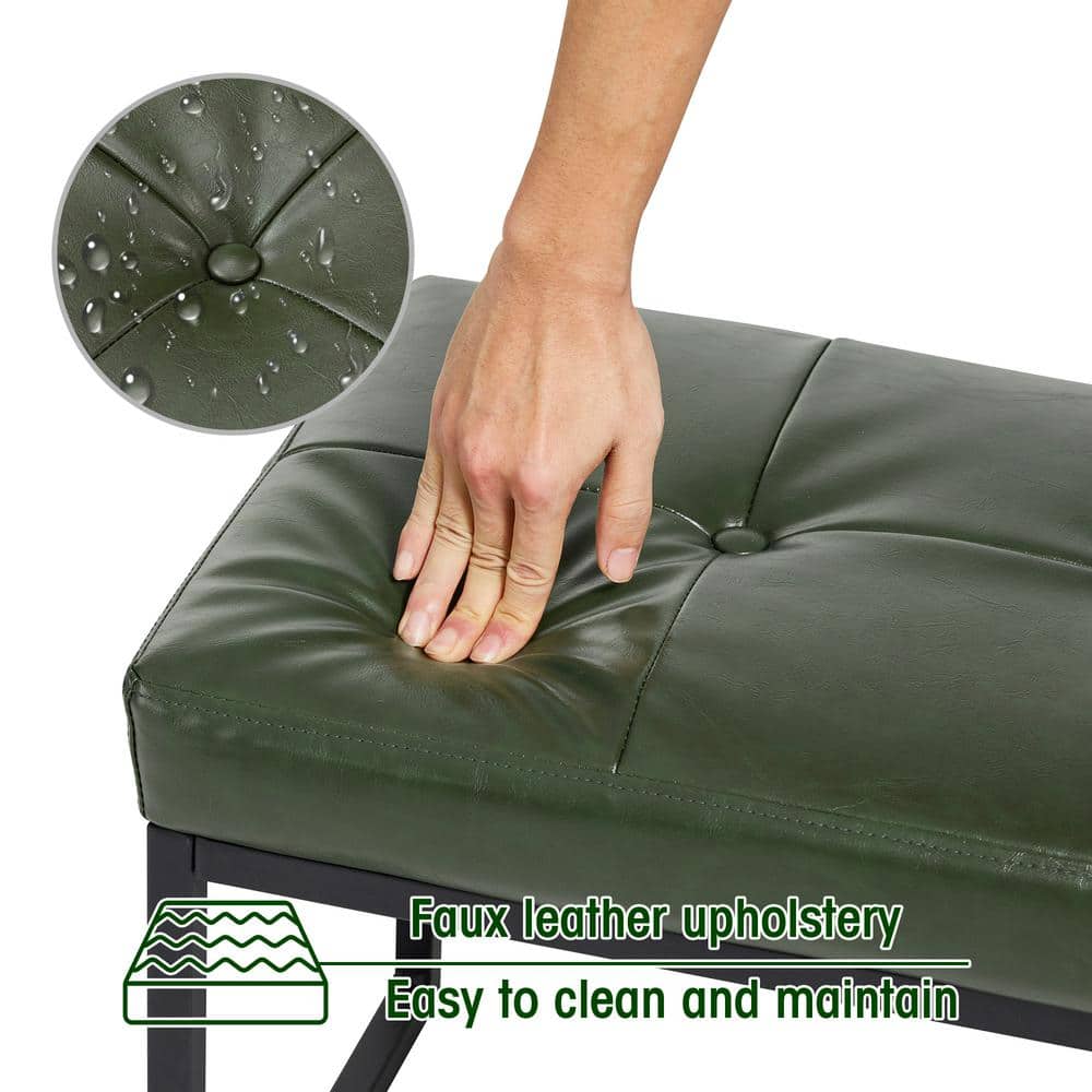 Hunter Green Faux Leather and Chrome Accent Chair Set
