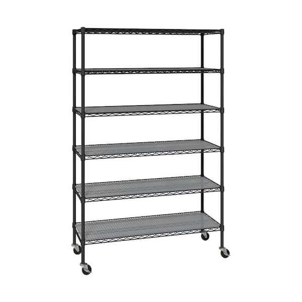 Ultra Durable 6-Tier NSF Household Steel Shelving Unit w/ Shelf Liners, 48 in. W x 18 in. D x 72 in. H, Graphite